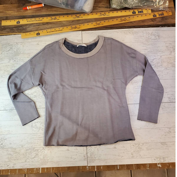 Stateside long sleeve sweatshirt S Rayon Made in USA Reversible stripe wide crew - Picture 1 of 12